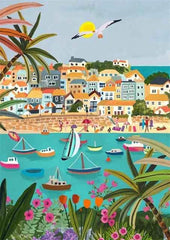 Colorful Mountain City Canvas – Abstract Travel-Inspired Wall Art - Muselune
