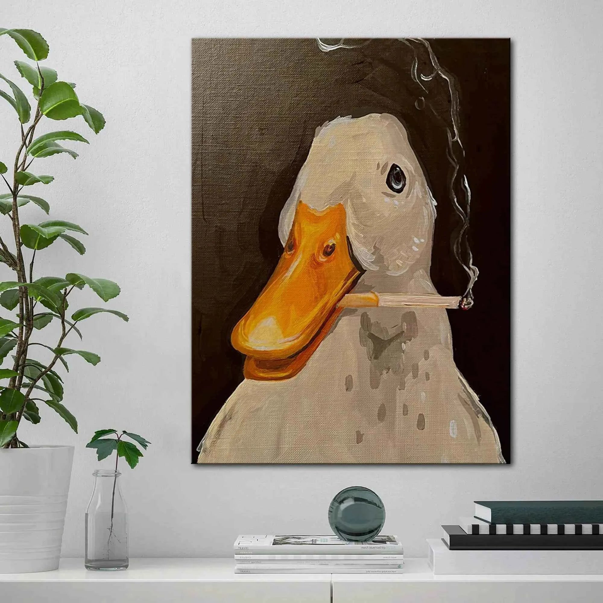 Creative Smoking Duck Canvas – Fun & Playful Wall Art - Muselune
