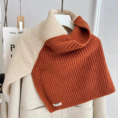 Solid Two Color Neck Wool knitted Shawl Muselune