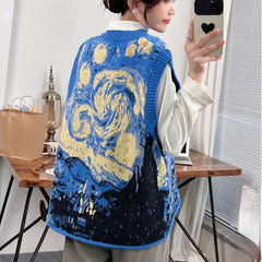 Muse Art The Starry Night Aesthetics Sweater Vest Muselune