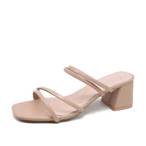 Women's Summer Slippers – Square Heels - Muselune