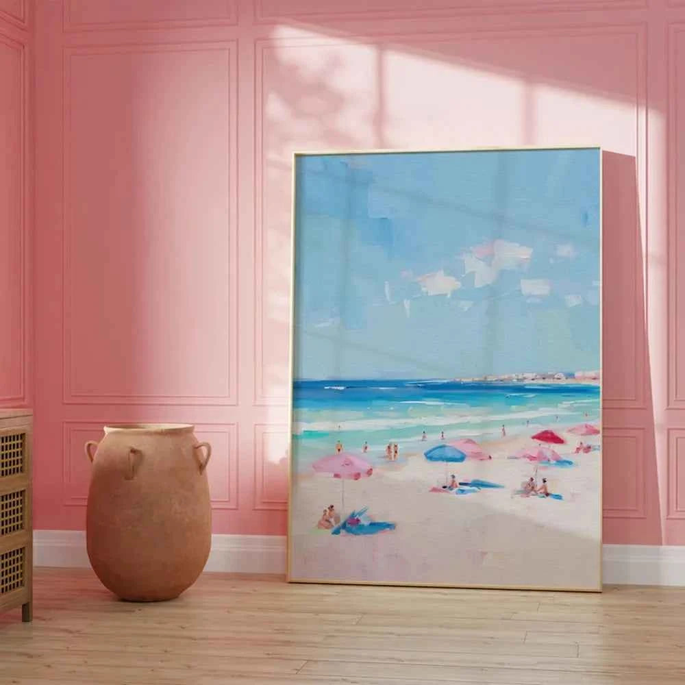 Summer Ocean Swimming Canvas – Modern Minimalist Wall Art - Muselune