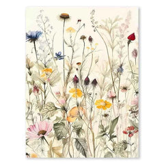 Modern Botanical Watercolor Canvas – Wild Flowers & Leaves Wall Art - Muselune