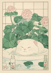 Japanese Tabby Cat Poster – Retro Art for Japandi Decor - Muselune