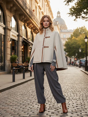 Freeacy Coat Buckle High Neck Cape Jackets Muselune