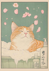 Japanese Tabby Cat Poster – Retro Art for Japandi Decor - Muselune