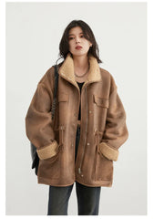 CHIC VEN Women's Jackets Casual Loose Stand Up Collar Coats Reversible Streetwear Female Warm Clothing Autumn Winter New 2024 Muselune