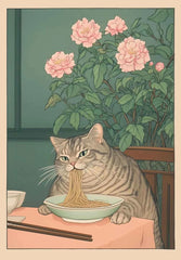 Japanese Tabby Cat Poster – Retro Art for Japandi Decor - Muselune