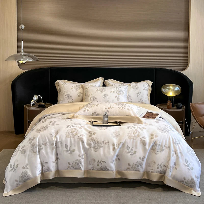 Luxury Fiber Soft Silky Duvet Flowers and Plants Bedding Set - Muselune