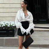 French Sexy Sheer with Puff Sleeves Style Shirt