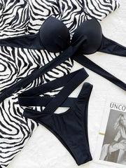 Strappy Black Bikini – High Waist Two-Piece - Muselune