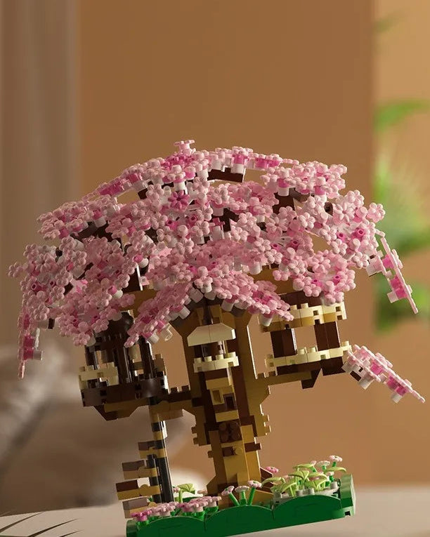 Pink Cherry Tree House Model Kit - Micro-particle Building Set - Muselune