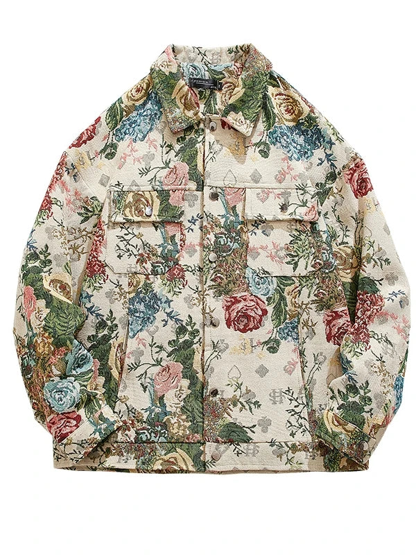 Spring Denim Jacket – Bold Rose Design - Muselune