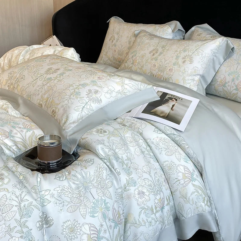 Luxury Fiber Soft Silky Duvet Flowers and Plants Bedding Set - Muselune