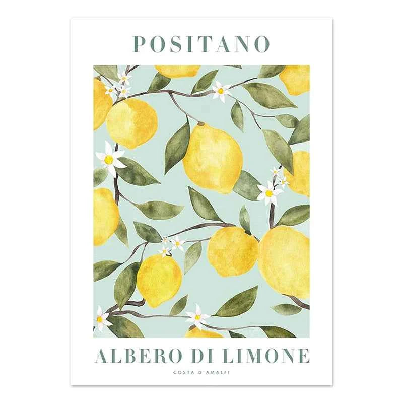 Abstract Lemon Flower Eye Orange Vintage Plant Wall Art Canvas Painting Posters and Prints Wall Pictures for Living Room Decor - Muselune