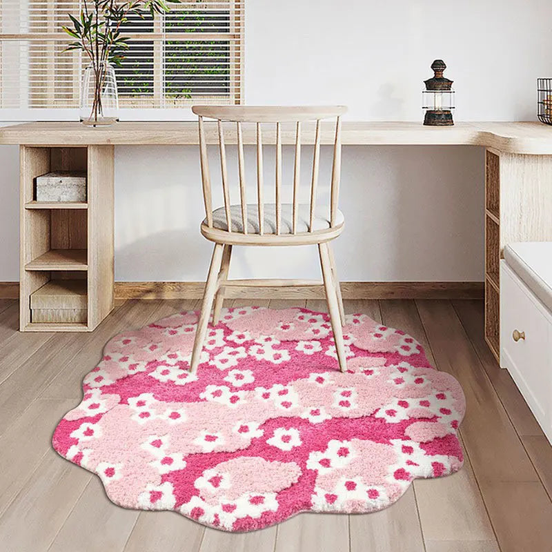 Nordic 3D Lawn Green Pink Irregular Moss Tufted Rug Muselune