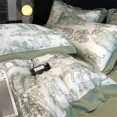 Silky Soft Lyocell Bedding Set – Eucalyptus Fiber, Forest & Leopard Print - Muselune
