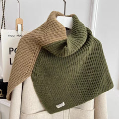 Solid Two Color Neck Wool knitted Shawl Muselune