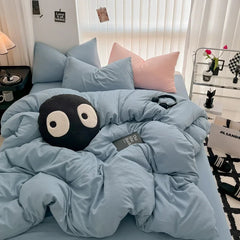 Pure Black Duvet Cover Microfiber Solid Color Bedding Set - Muselune
