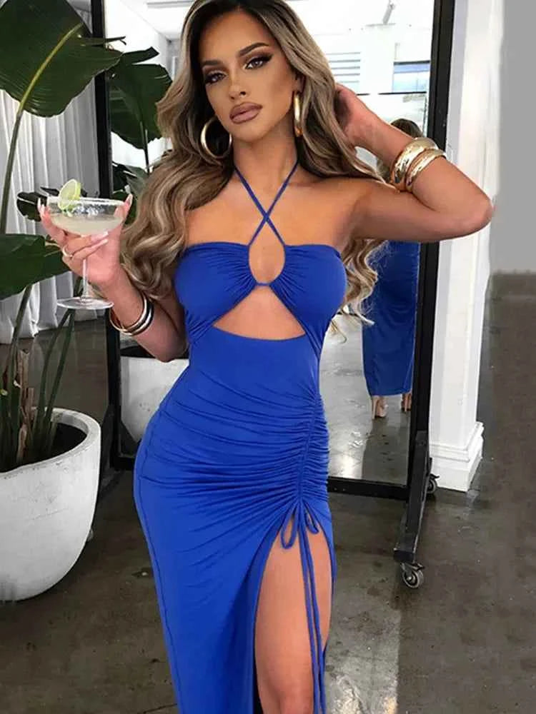 Sleeveless Sexy Midi Backless Dresses Slim Night Club Party Dress - Muselune