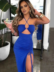 Sleeveless Sexy Midi Backless Dresses Slim Night Club Party Dress - Muselune