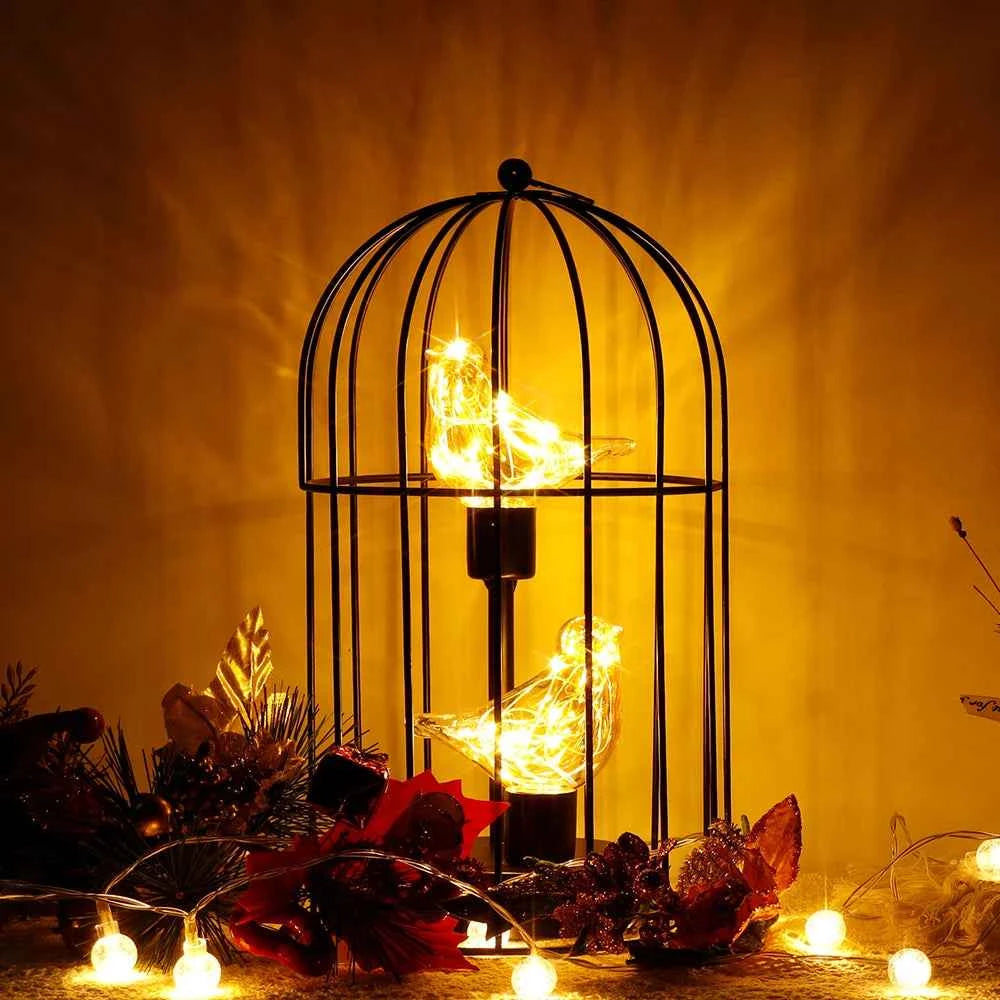 Birdcage Accent Lamp – Battery-Powered Decorative Light with Warm Fairy Glow - Muselune
