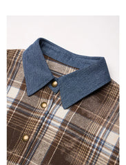 Autumn Plaid Long Sleeve Turn Down Shirt Muselune