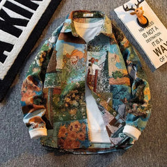 Muse Vintage Van Gogh Oil Painting Long-sleeved Shirt - Muselune