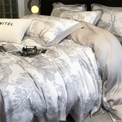 Silky Soft Lyocell Bedding Set – Eucalyptus Fiber, Forest & Leopard Print - Muselune