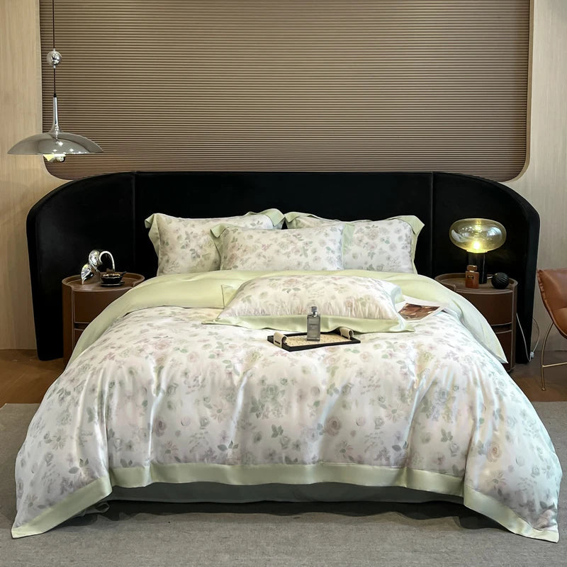 Luxury Fiber Soft Silky Duvet Flowers and Plants Bedding Set - Muselune