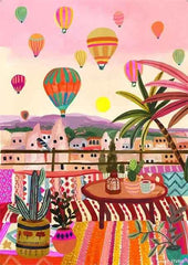 Colorful Mountain City Canvas – Abstract Travel-Inspired Wall Art - Muselune