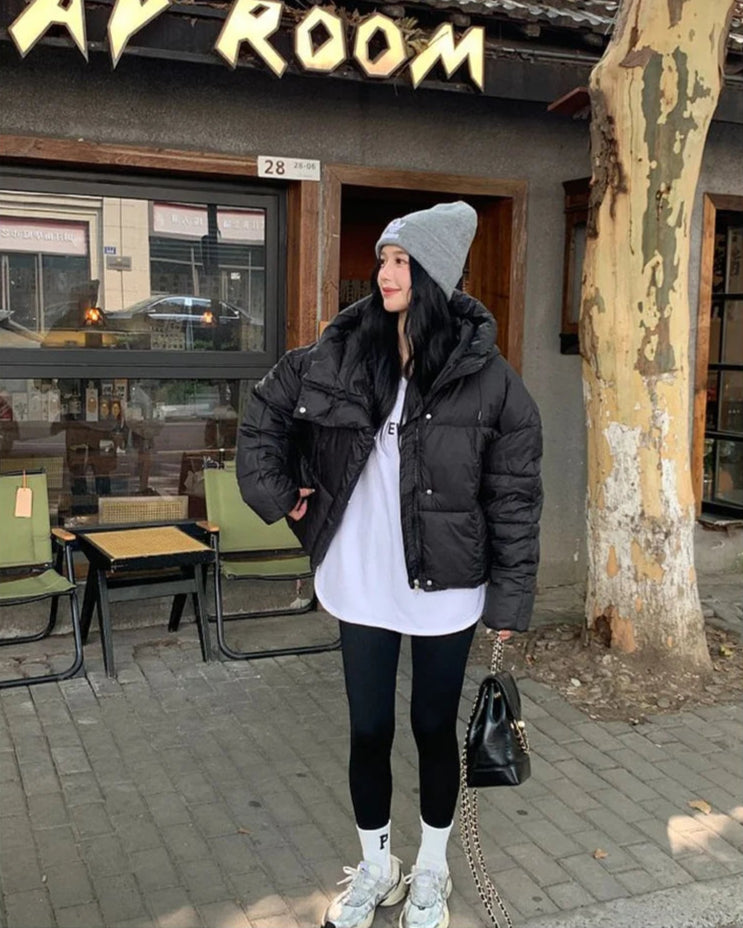 Thick Warm Parkas Loose White Duck Pink Jacket Muselune