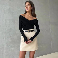 Red Off-Shoulder Bodysuit – Sexy, Slim & Street-Chic - Muselune