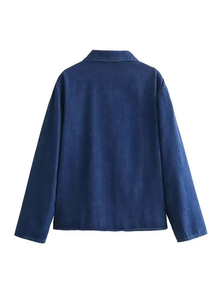 Denim Blouse Lace-Up Shirt & Outerwear