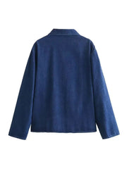 Denim Blouse Lace-Up Shirt & Outerwear