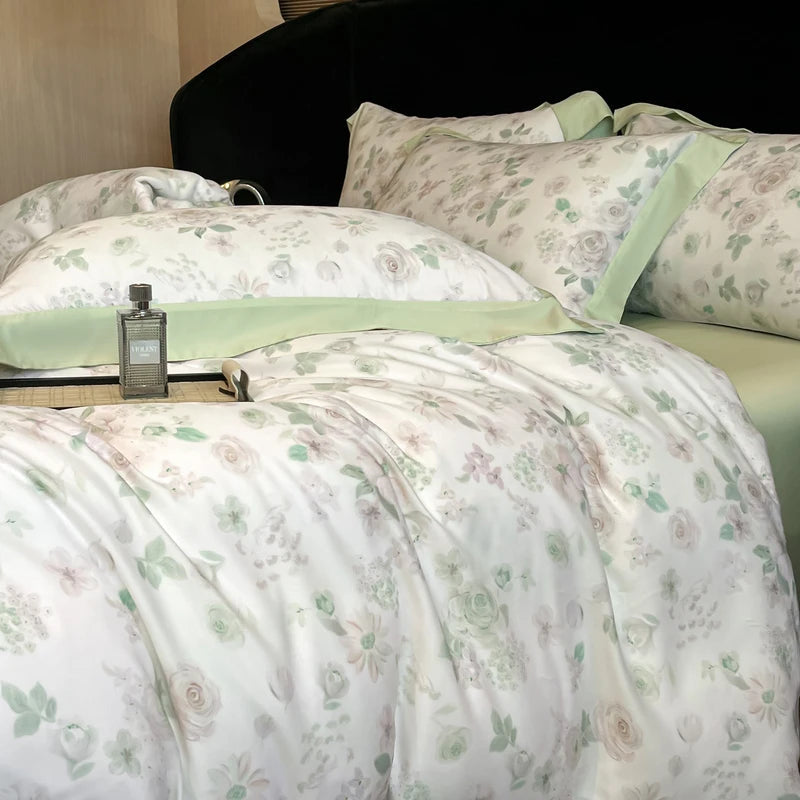 Luxury Fiber Soft Silky Duvet Flowers and Plants Bedding Set - Muselune