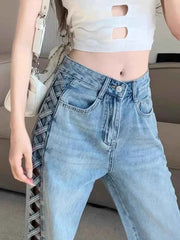 Hollow-Out Mom Jeans – High Waist & Wide-Leg pants - Muselune