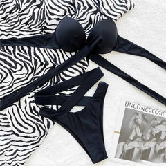 Strappy Black Bikini – High Waist Two-Piece - Muselune