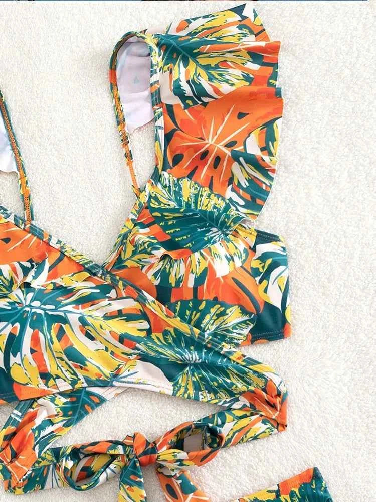 Sexy Two-Piece Swimsuit – Floral Print, Push-Up Fit - Muselune