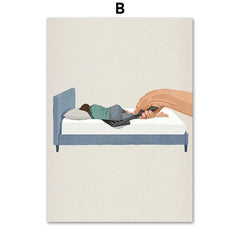 Laundry Girl Canvas – Nordic Washing Machine & Bathtub Wall Art - Muselune