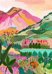 Colorful Mountain City Canvas – Abstract Travel-Inspired Wall Art - Muselune