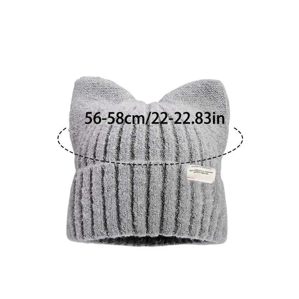 Cute Cat Ear Beanie Knitted Hap Muselune