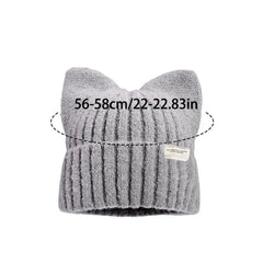 Cute Cat Ear Beanie Knitted Hap Muselune