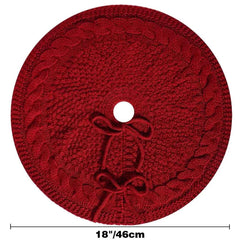 Knitted Red & White Christmas Tree Skirt/Mat - 18 inches
