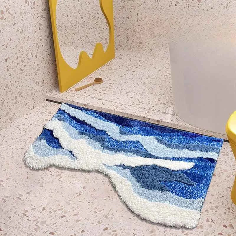 Ocean Wave Tufted Rug – Aesthetic Non-Slip Plush Carpet - Muselune