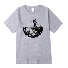 100% Cotton Space Loose O-neck T-shirt - Muselune