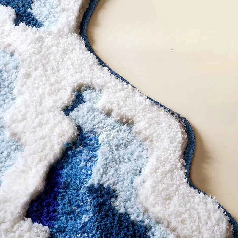 Ocean Wave Tufted Rug – Aesthetic Non-Slip Plush Carpet - Muselune