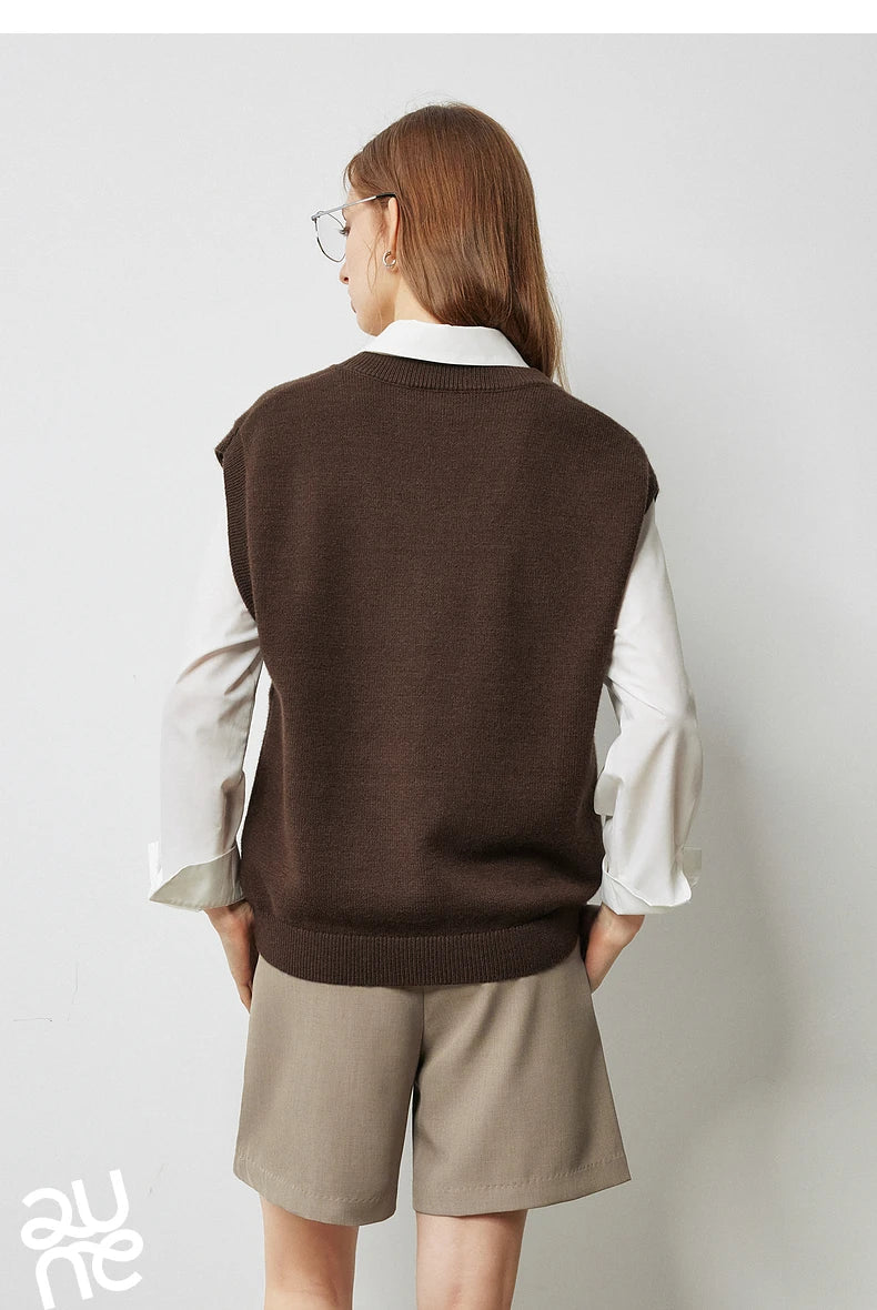 Autumn New Twisted Sleeveless V Neck Pullover Sweater Tops - Muselune