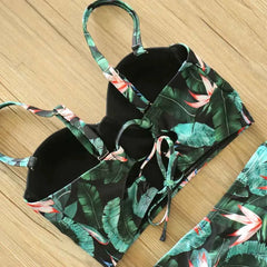 Floral Bandage Bikini – High Waist Push-Up Two-Piece - Muselune