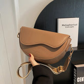 Vintage Solid Color Flap Small Saddle Shoulder Bag Muselune
